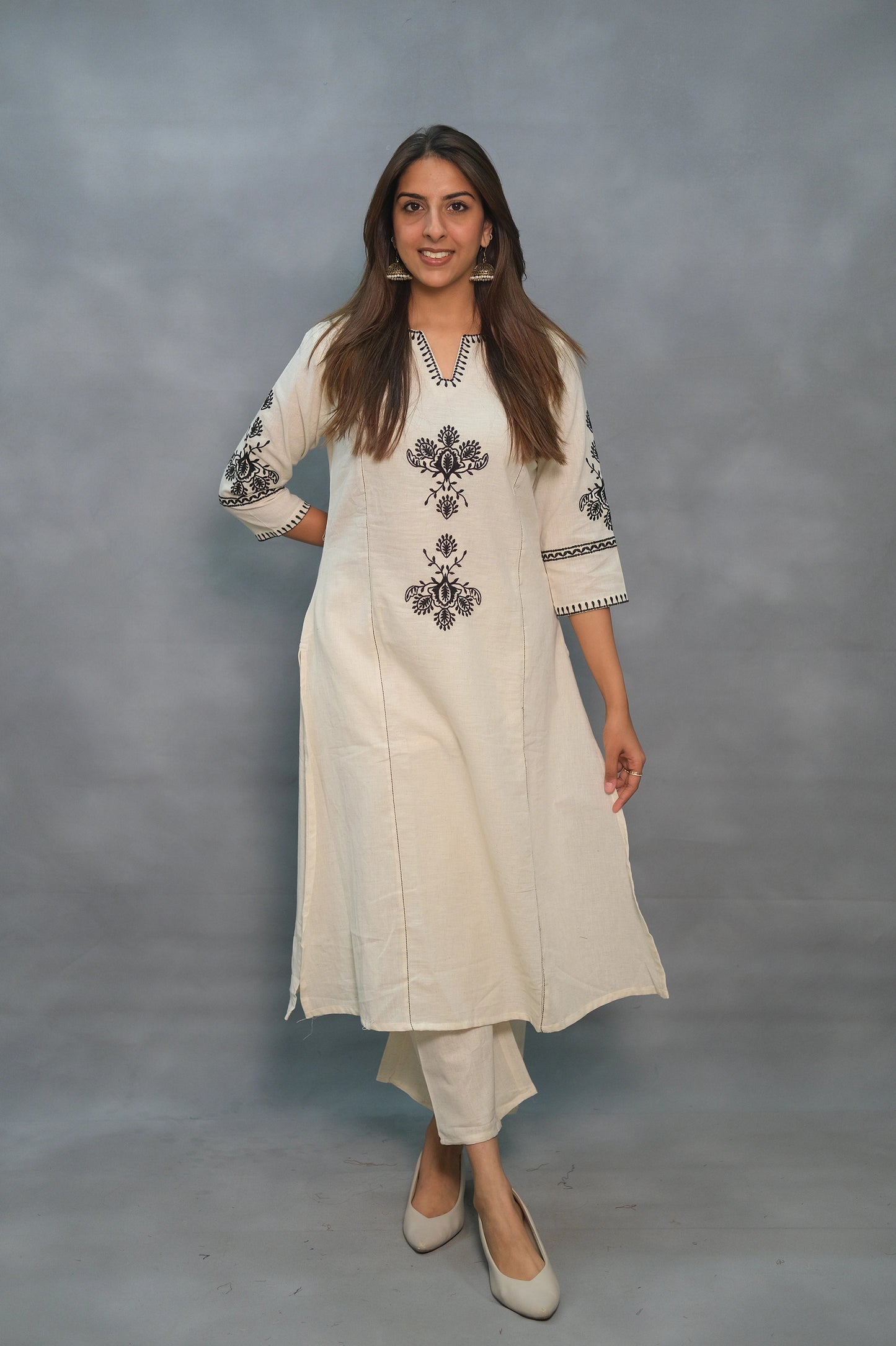 Embroidered Flex Cotton Two-Piece Set – Graceful & Comfortable Ethnic Wear