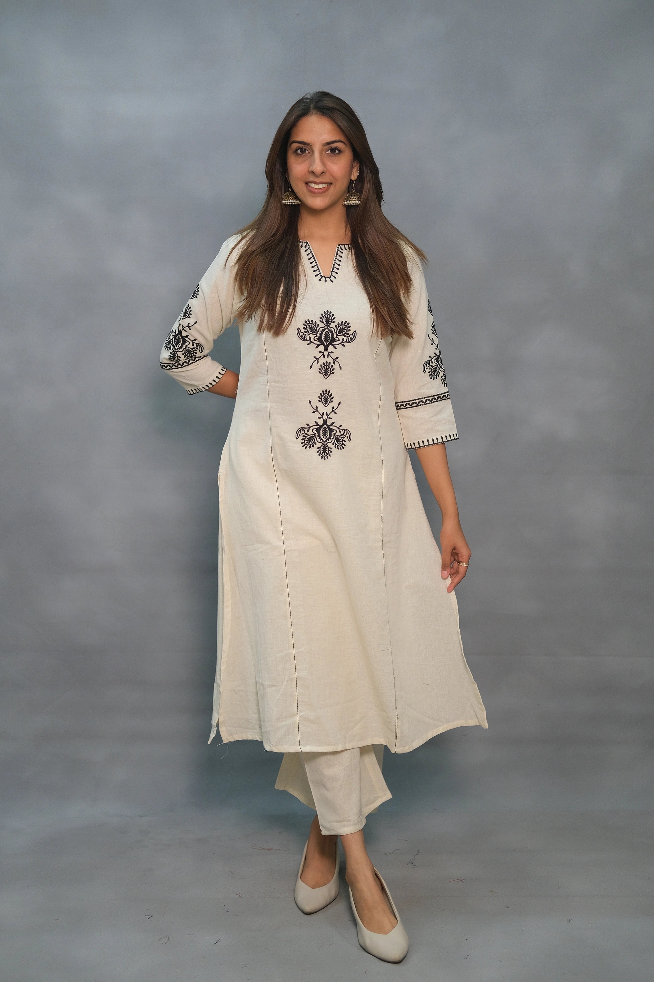 Embroidered Flex Cotton Two-Piece Set – Graceful & Comfortable Ethnic Wear
