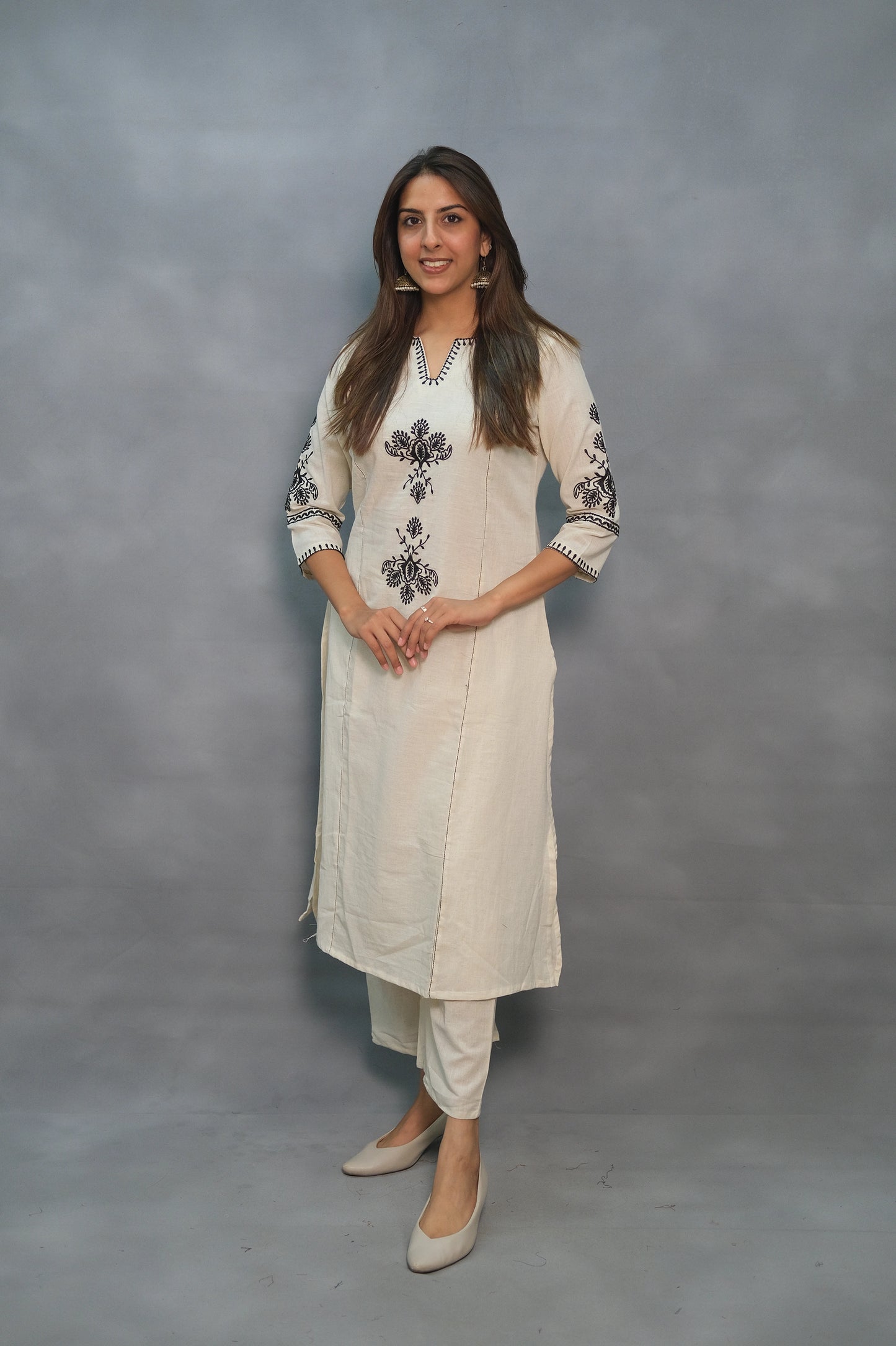 Embroidered Flex Cotton Two-Piece Set – Graceful & Comfortable Ethnic Wear