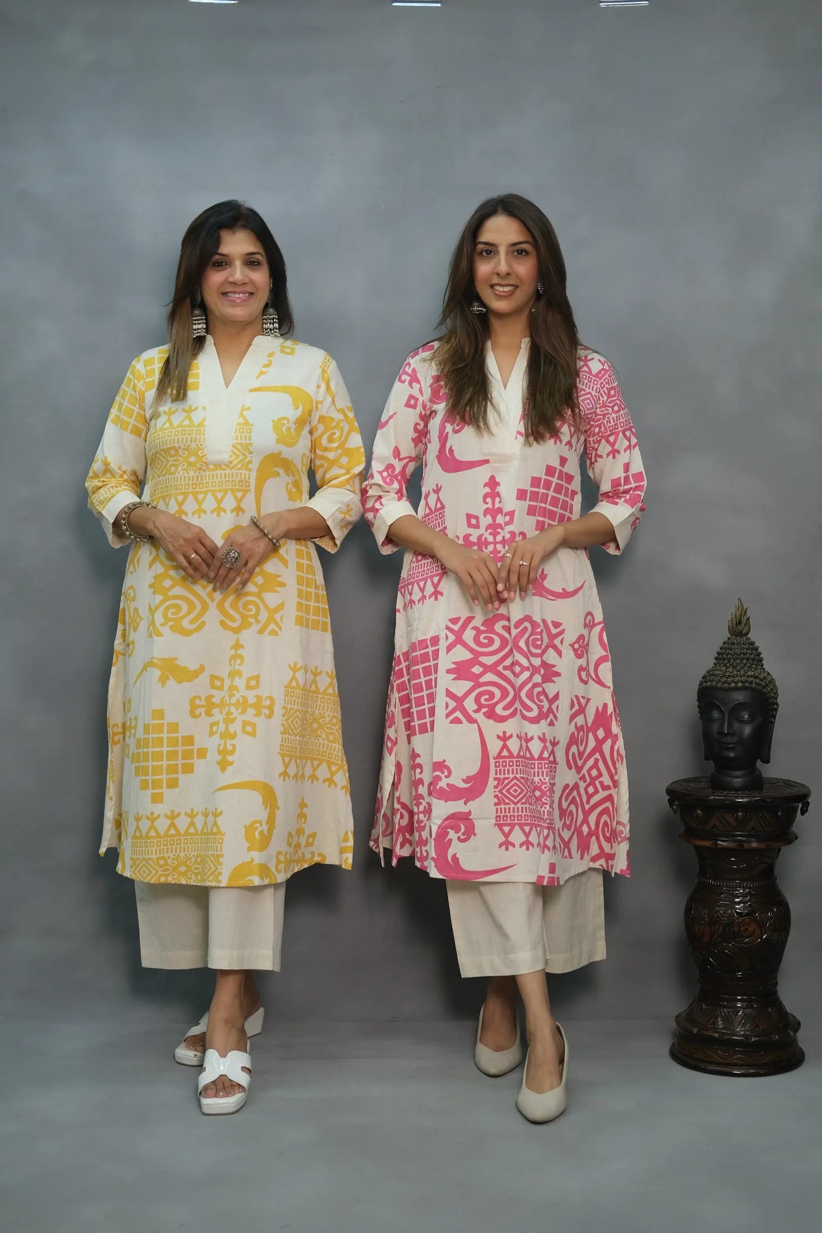 Flex Cotton 2-Piece Set – Elegant & Comfortable | Available in Yellow & Pink