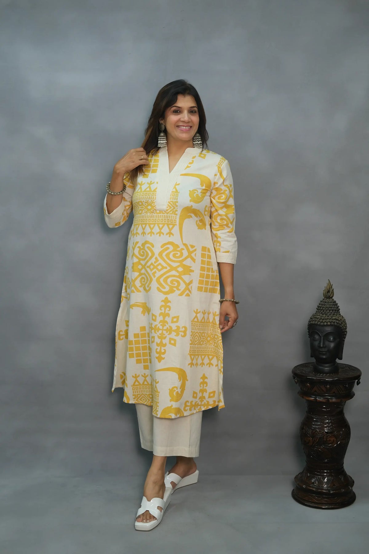 Flex Cotton 2-Piece Set – Elegant & Comfortable | Available in Yellow & Pink