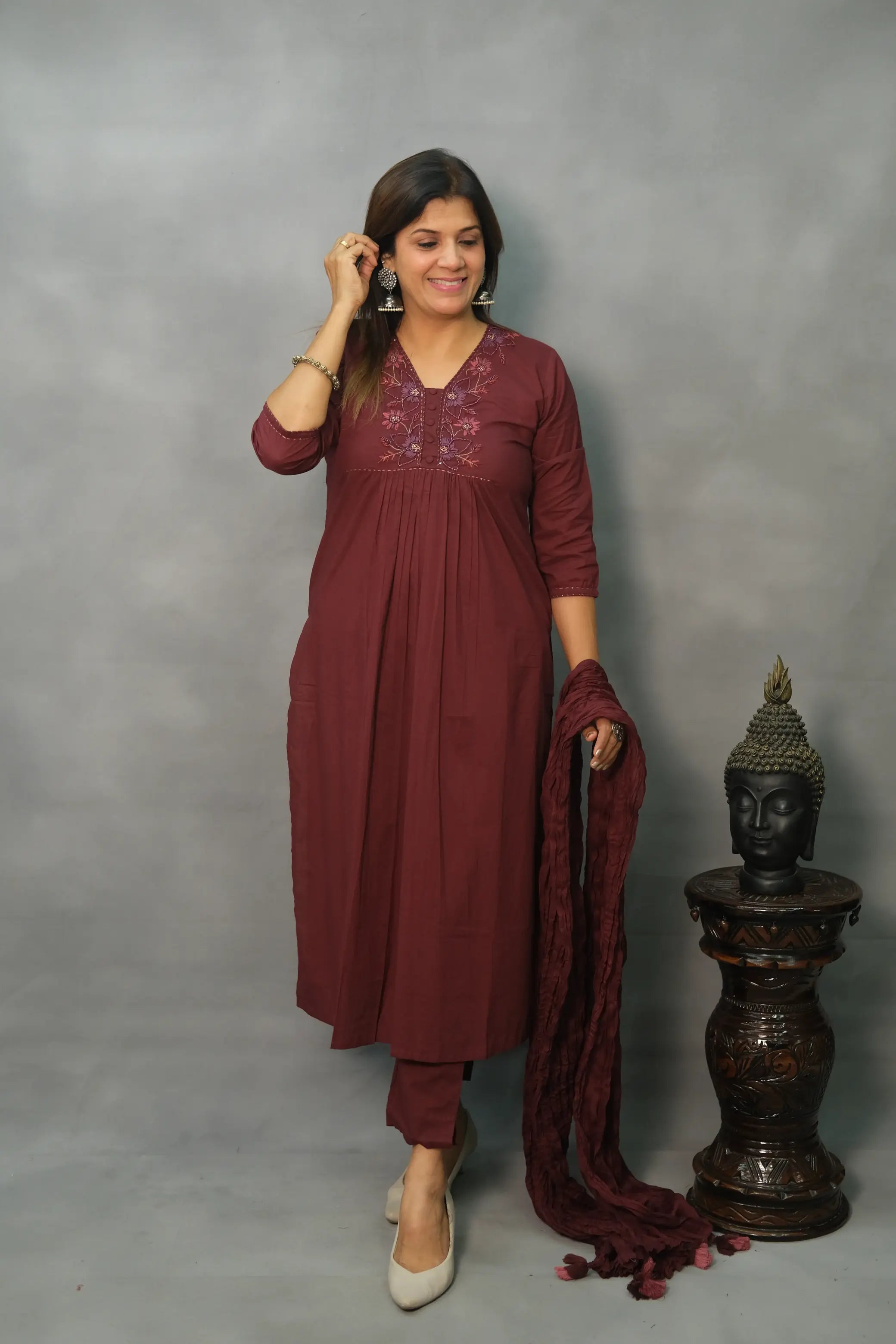 Elegant Soft Cotton 3-Piece Set – Comfortable & Stylish Ethnic Wear