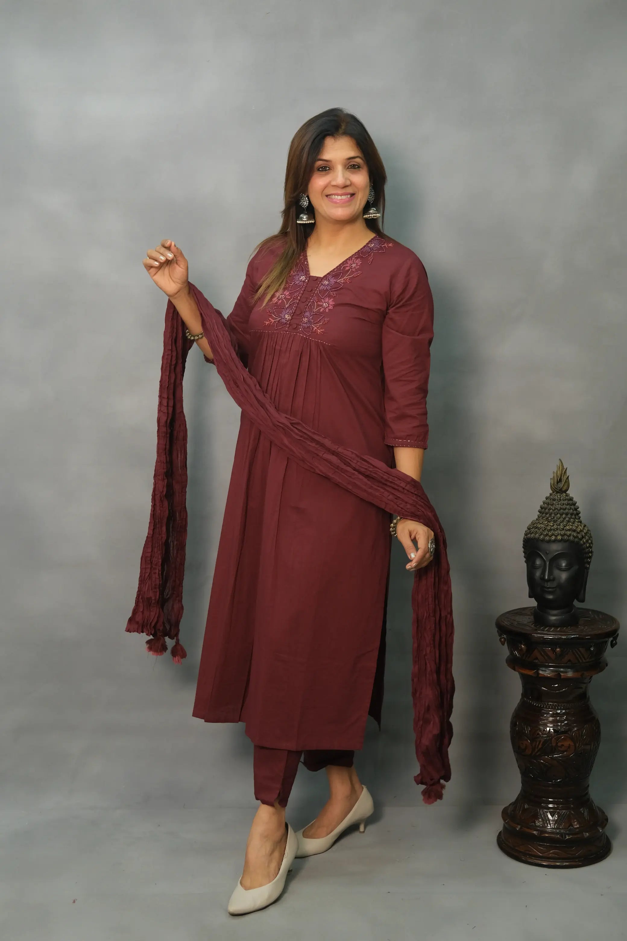 Elegant Soft Cotton 3-Piece Set – Comfortable & Stylish Ethnic Wear