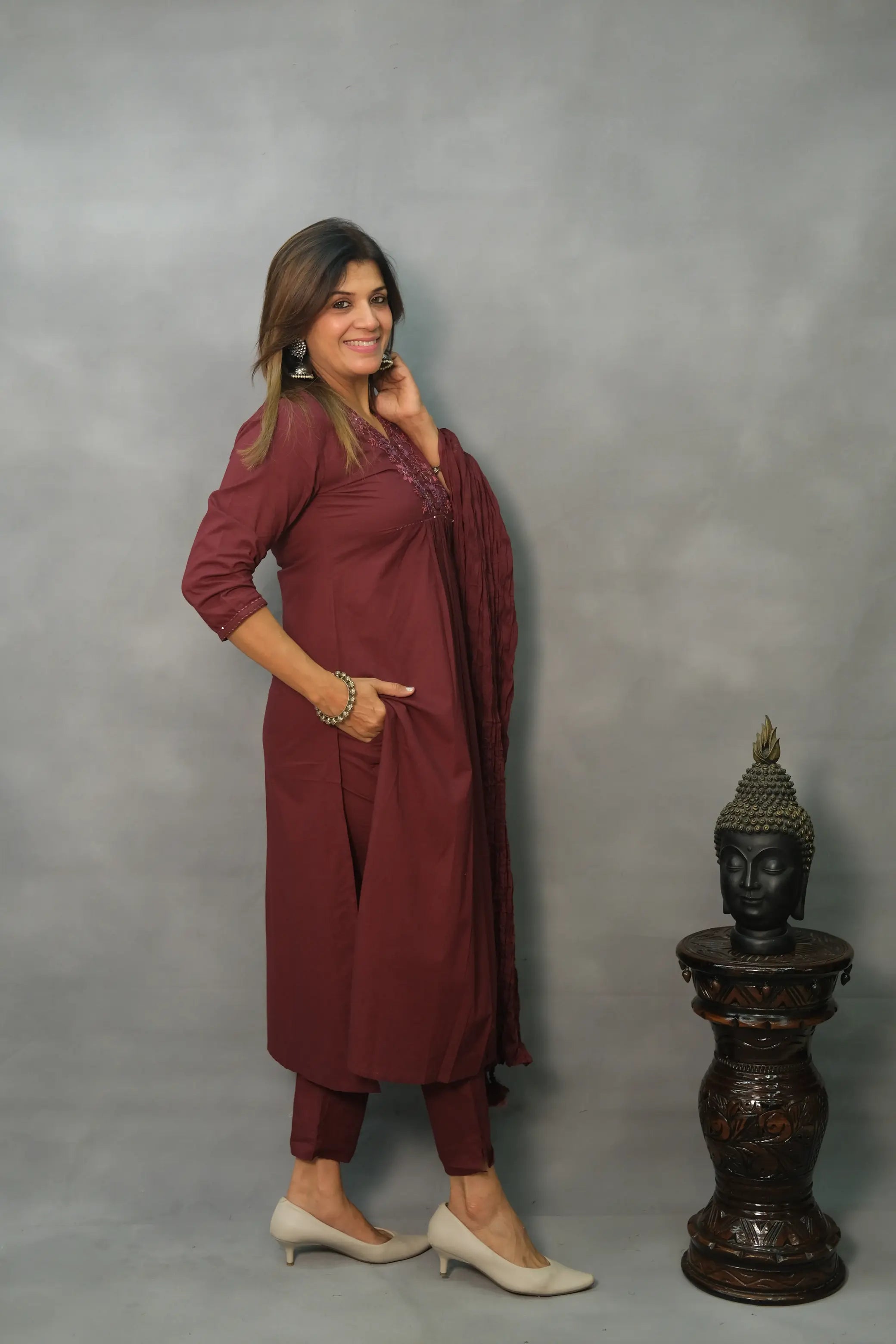 Elegant Soft Cotton 3-Piece Set – Comfortable & Stylish Ethnic Wear