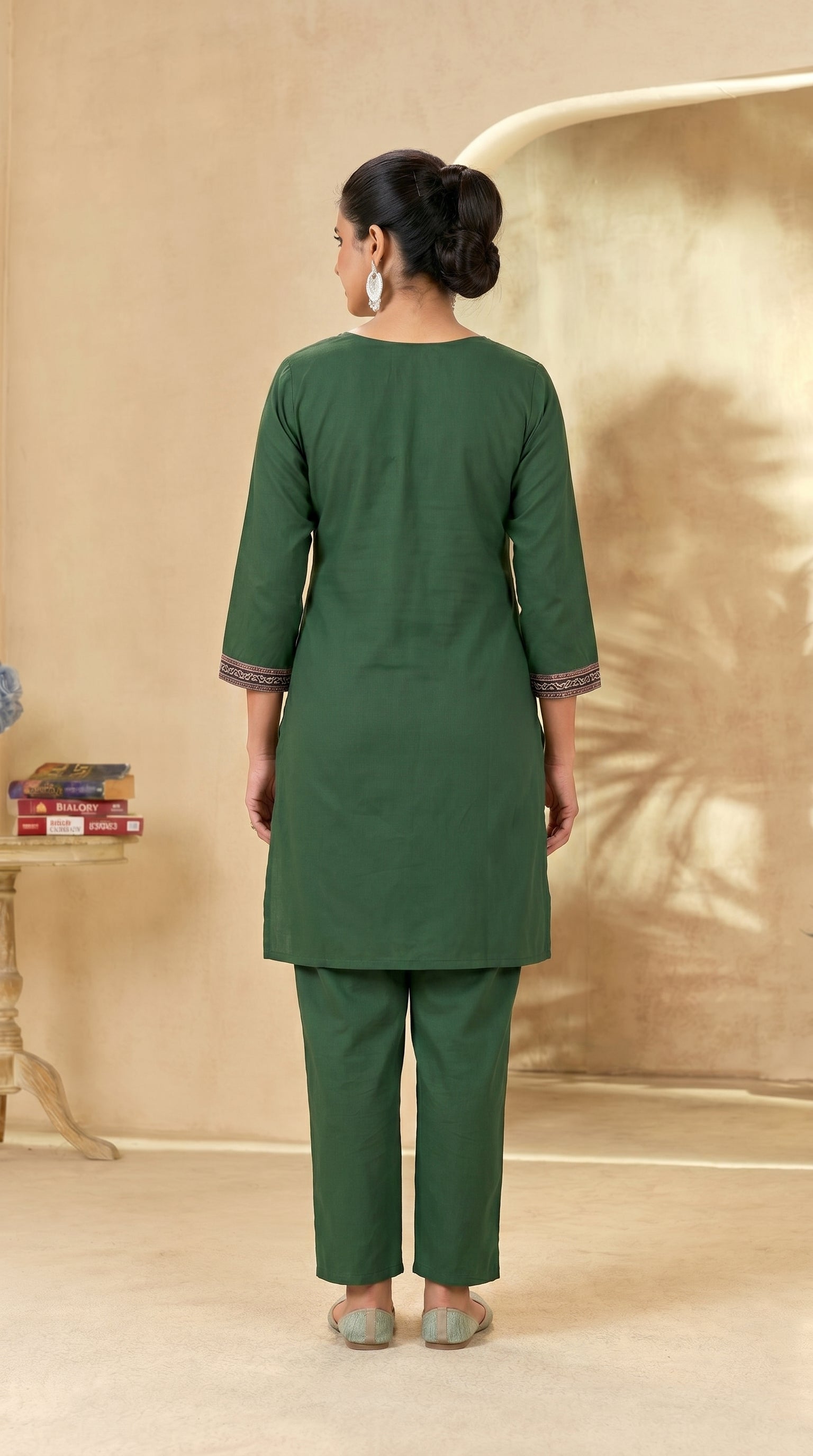 Green Gamathi Yoke Kurti Pant Set
