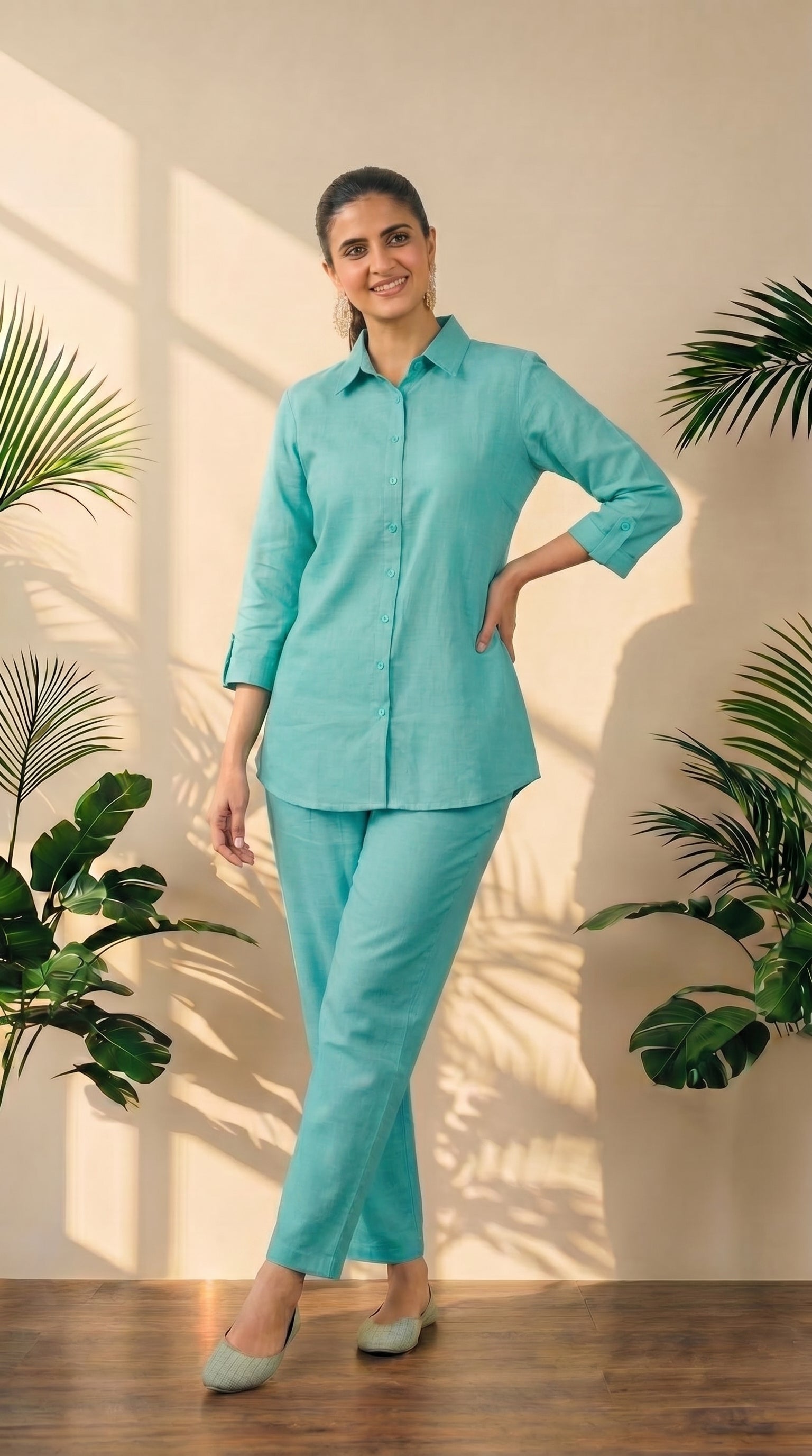 Light Rama Cotton Shirt & Pant Co-Ord Set