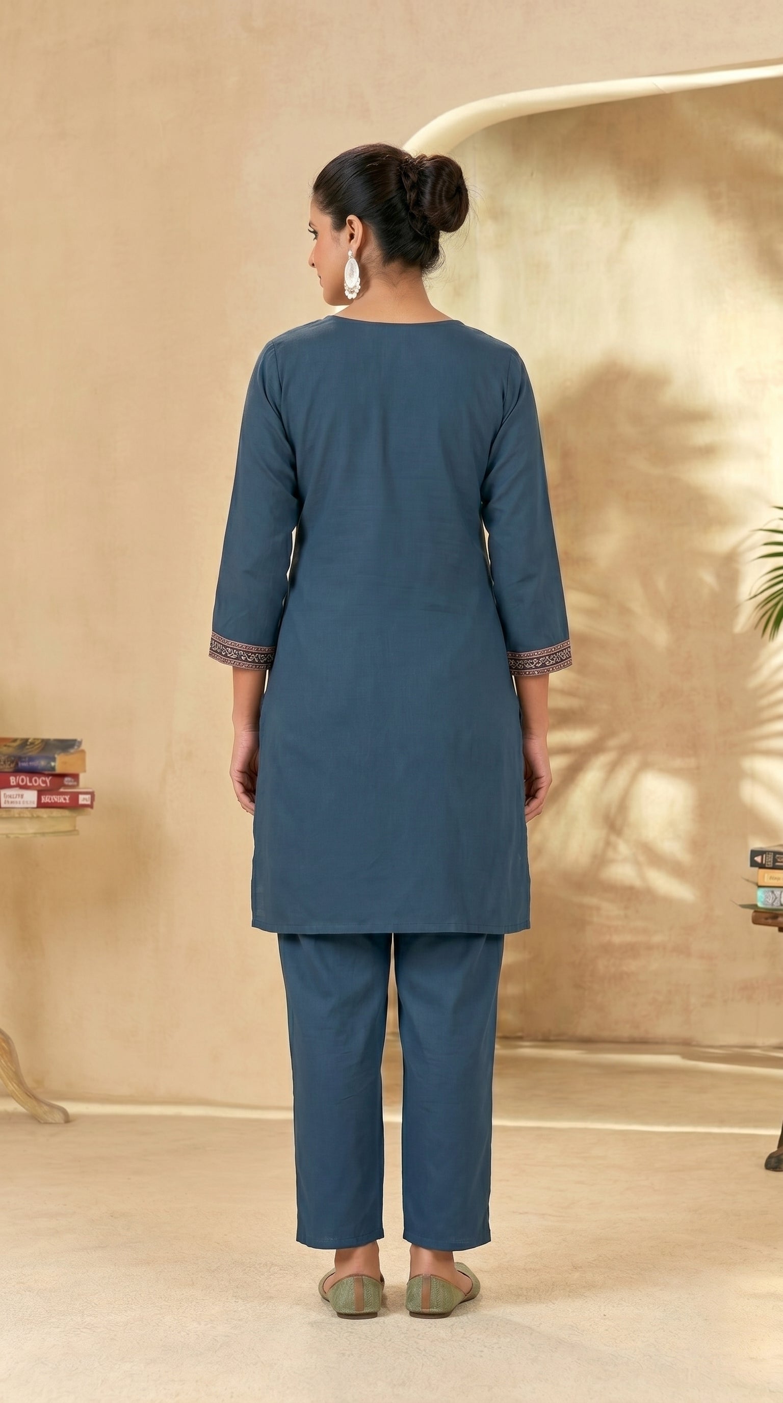 Blue Gamathi Yoke Kurti Pant Set