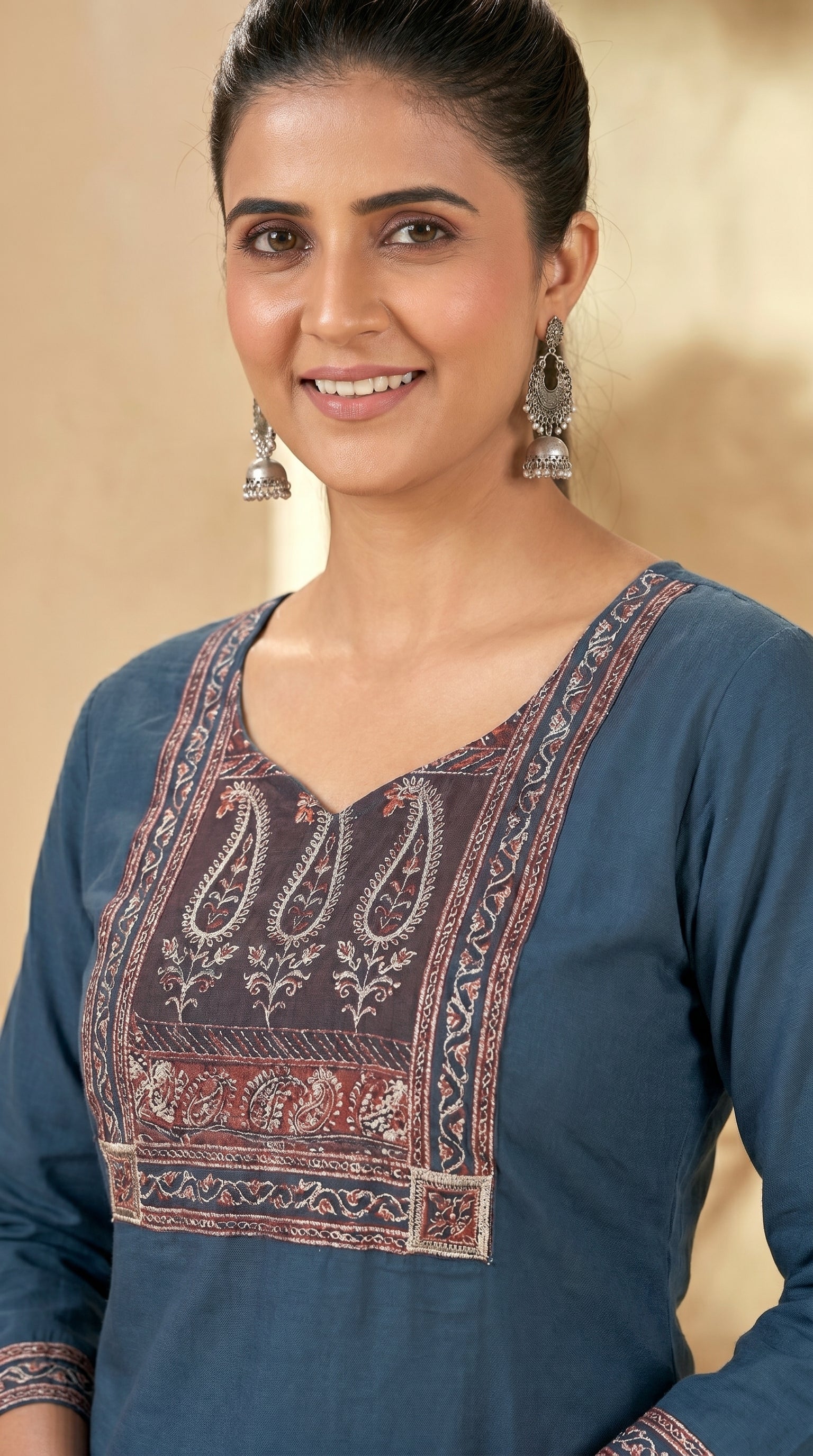 Blue Gamathi Yoke Kurti Pant Set