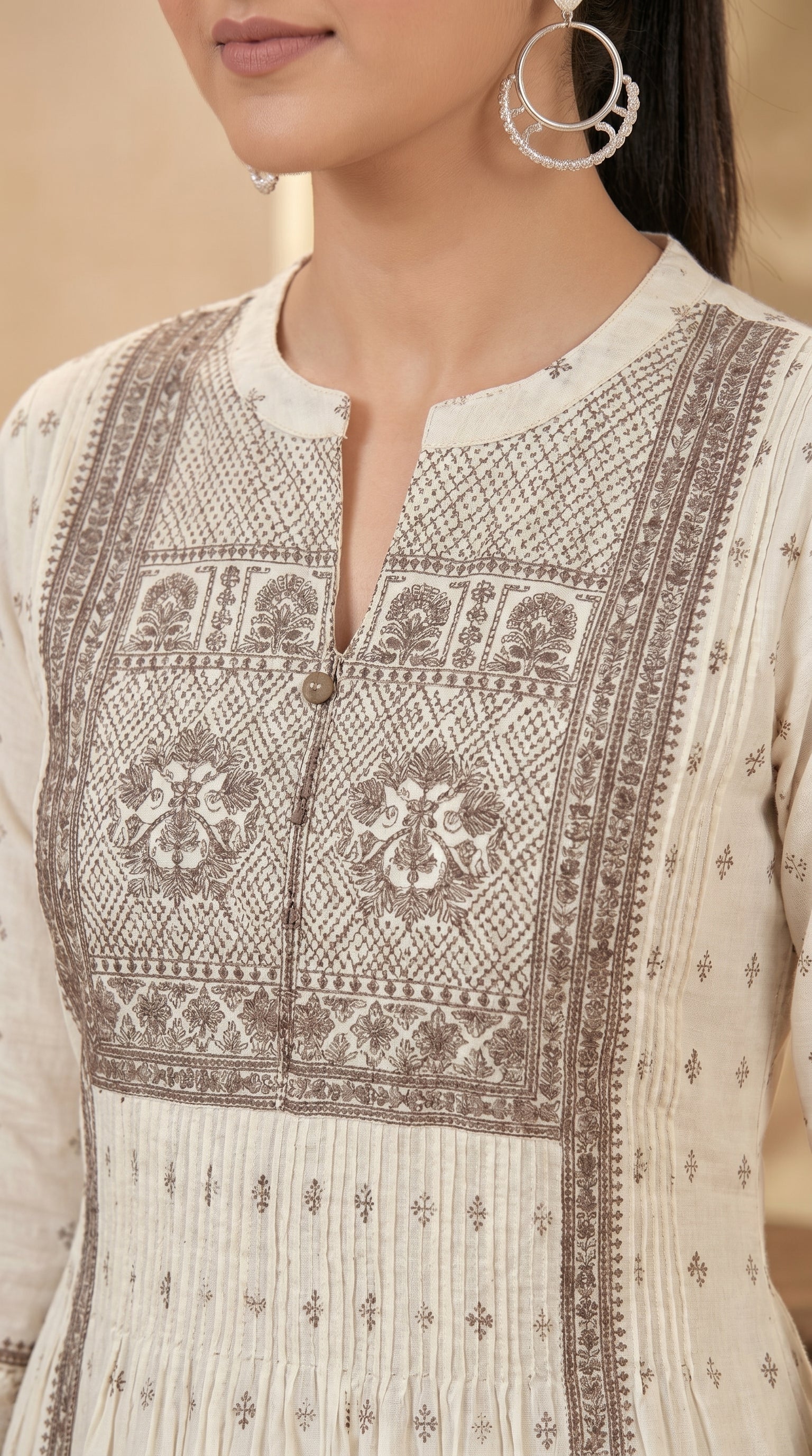 White A-Line Kurti & Harem Pant Set