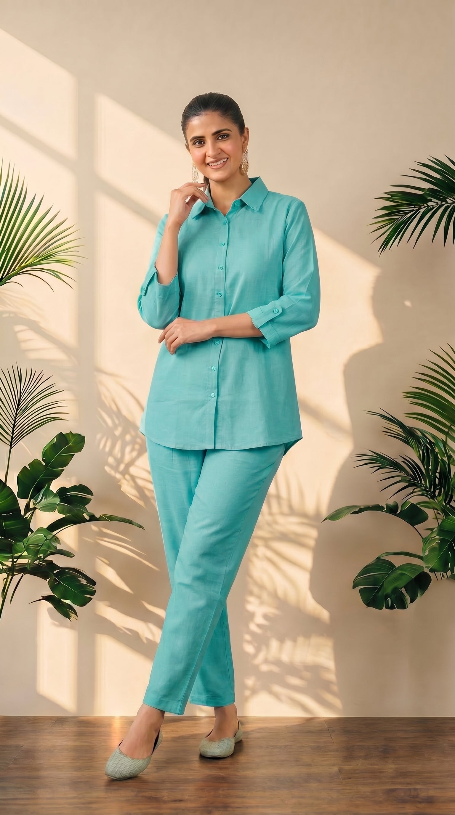 Light Rama Cotton Shirt & Pant Co-Ord Set