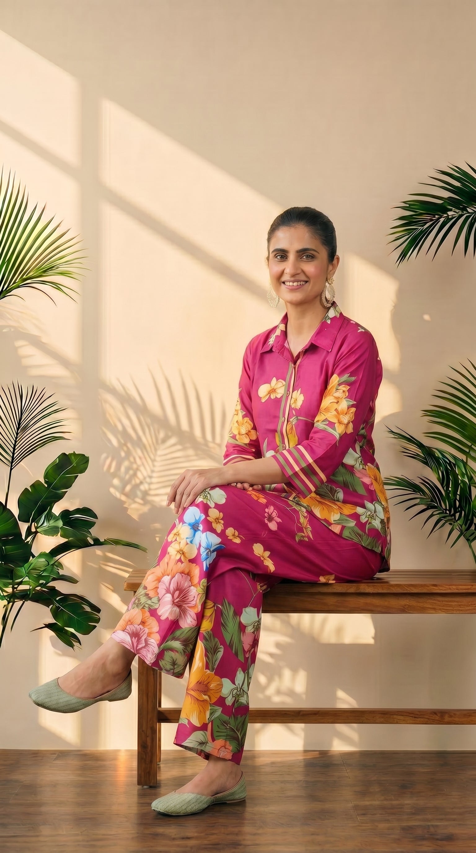 Pink Floral Cotton Co-ord Set | Summer Fresh Look